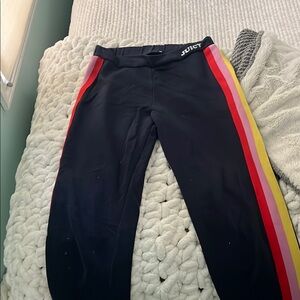 Juicy Couture Black Pants with Red, Pink, and Yellow Stripes